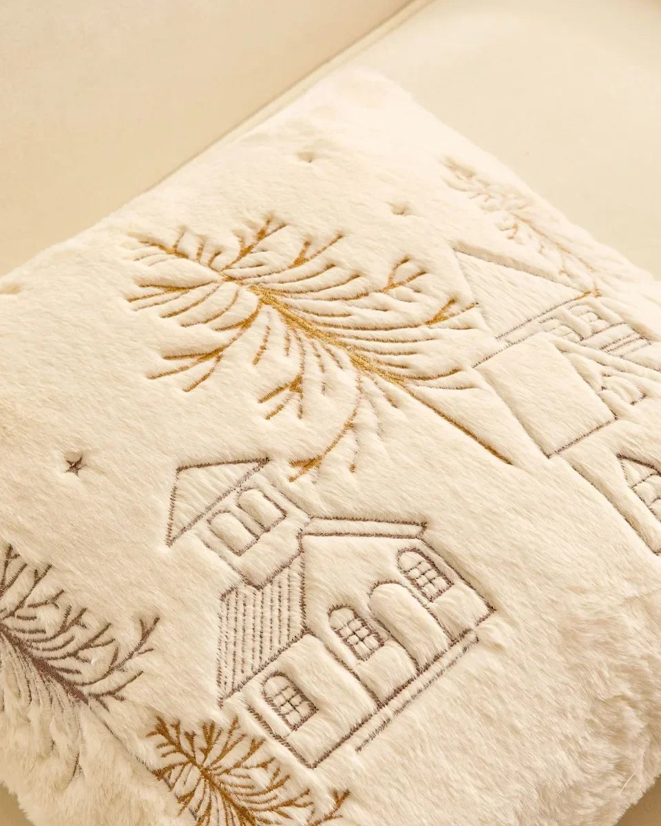 Simple Pillow Case Plush Christmas Embroidered Cushion Cover Soft Comfortable Festival Decorative New Year's Home Pillow Case