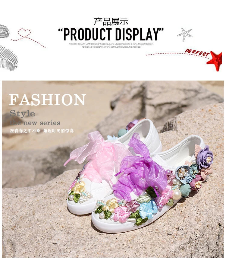 Sneakers Women 2024 Women Fashion Flowers Canvas Shoes Casual Flat Shoes Women Loafers Mujer Vulcanizar Los Zapatos size 35-44
