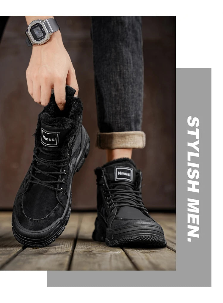 Ghete de iarnă călduroase cu căptușeală din velur Choice B2-M2299 - Mărimea EU 39-44, Toc 1-3 cm, Antiderapante