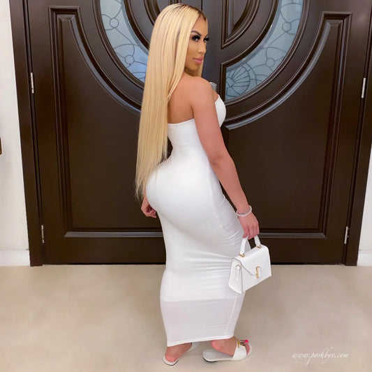 summer women's elegant sleeveless chest wrapped Long Beach Dress