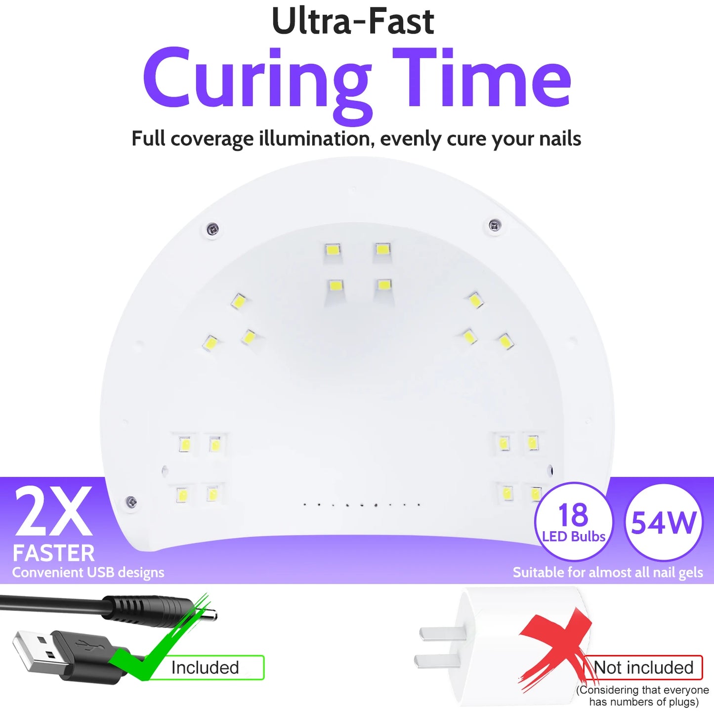 Choice UV Lampe 54W LED Timer 3 Stufen - 18 LEDs Kompakt