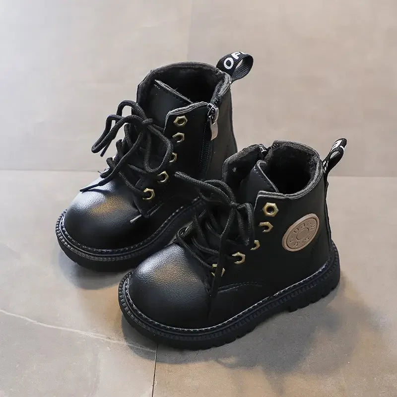 Kinderstiefel für Jungen und Mädchen, modische Kinder-Knöchel-Schneestiefel, Gummi-Außensohle, Herbst-Winter, warm, klassisch für Kleinkinder, große Kinder