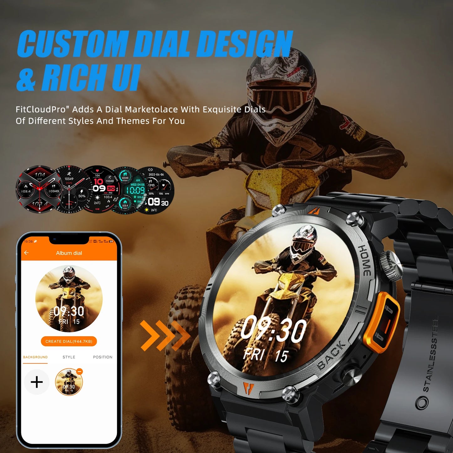 LaNikar 2025 KE3 Smartwatch - Bluetooth Anruf Herren Vollbild Touchscreen Gesundheitsmonitor Stahlring