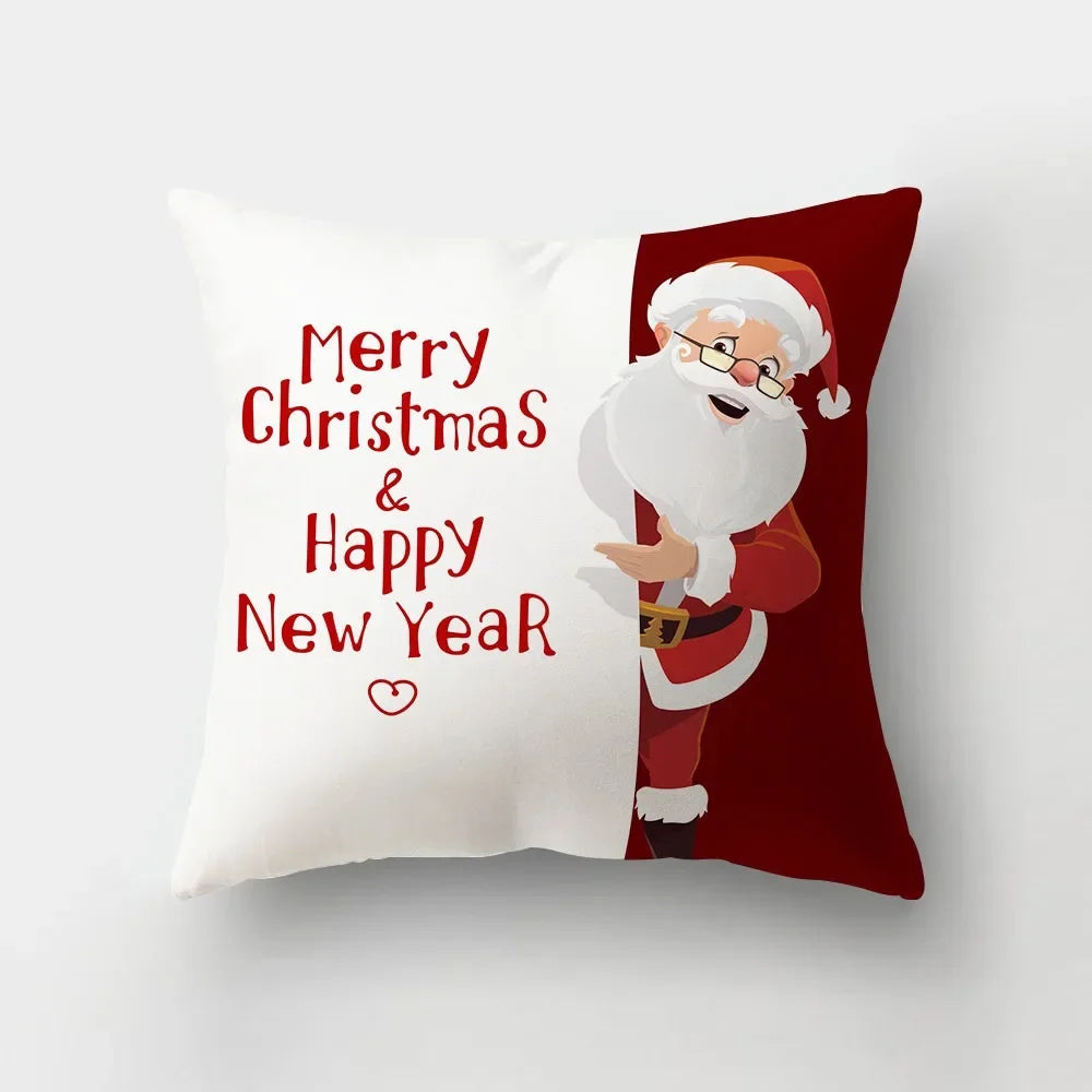 Christmas red theme throw pillow cover with short plush print living room sofa decoration cushion cover pillow covers decorative