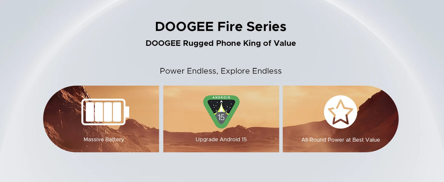 DOOGEE Fire 5 Outdoor-Smartphone - 13000mAh Akku, 6,6 Zoll Display, 12GB RAM