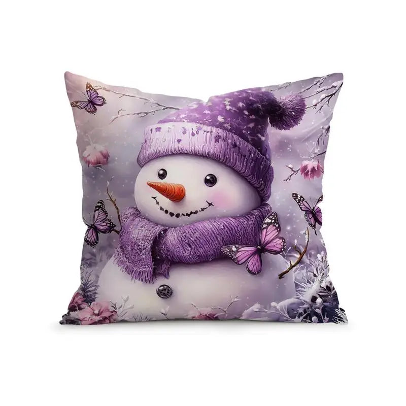Purple Christmas Decoration Cushion Pillowcase Printed Polyester 45x45cm Throw Pillowcover Decorative Sofa Cushion Pillowslip