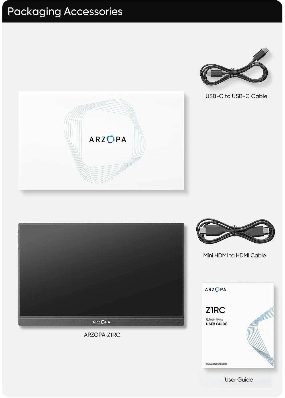 ARZOPA Z1RC 2K Tragbarer Monitor - 16 Zoll, 60 Hz, 2560x1600