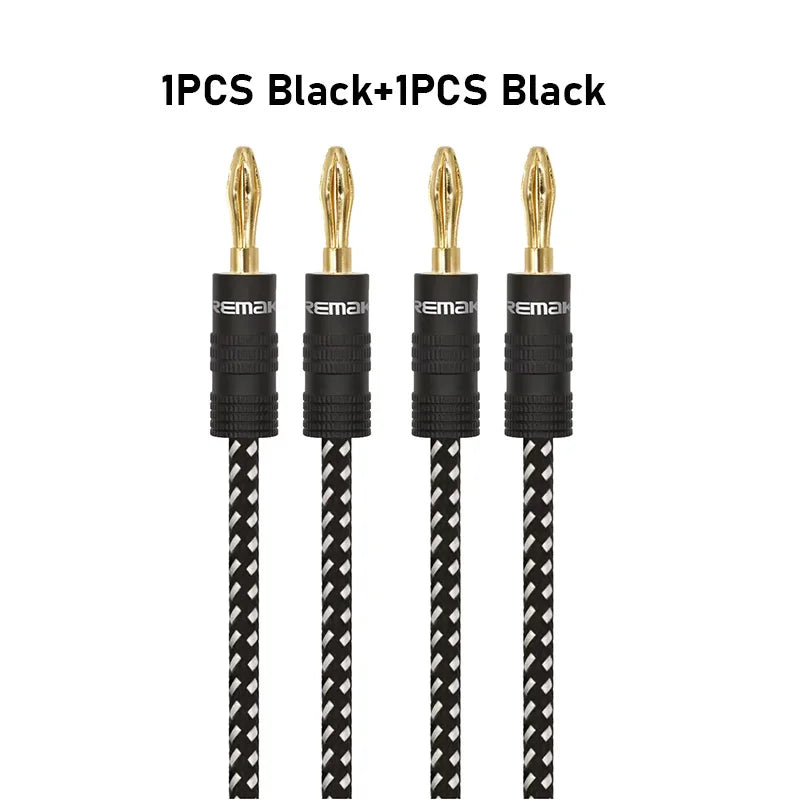 Lautsprecherkabel 2025 - 14AWG Kupfer Gold Banana-Stecker - Premium HiFi Speaker Cable DREMAKE Geflochten