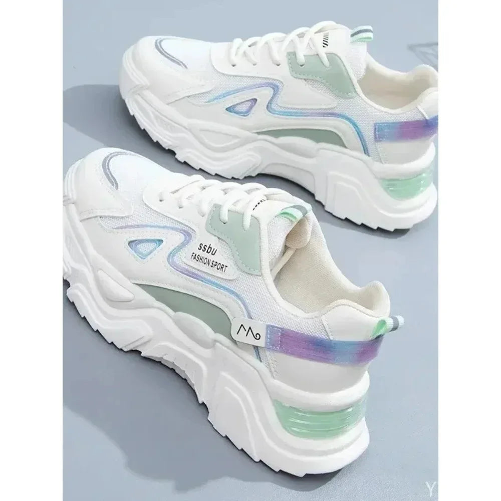 NEW Sneakers Women Platform Flat Shoes Woman Shoes Green Casual Trainers Ladies Chunky Sneakers Women Shoes
