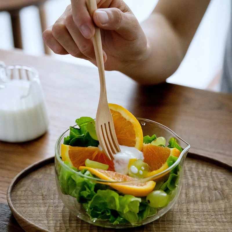 Glass Mixing Bowl Large Kitchen Salad Bowl Serving Tableware Food Container Round Fruit Bowl for Cooking Baking Prepping