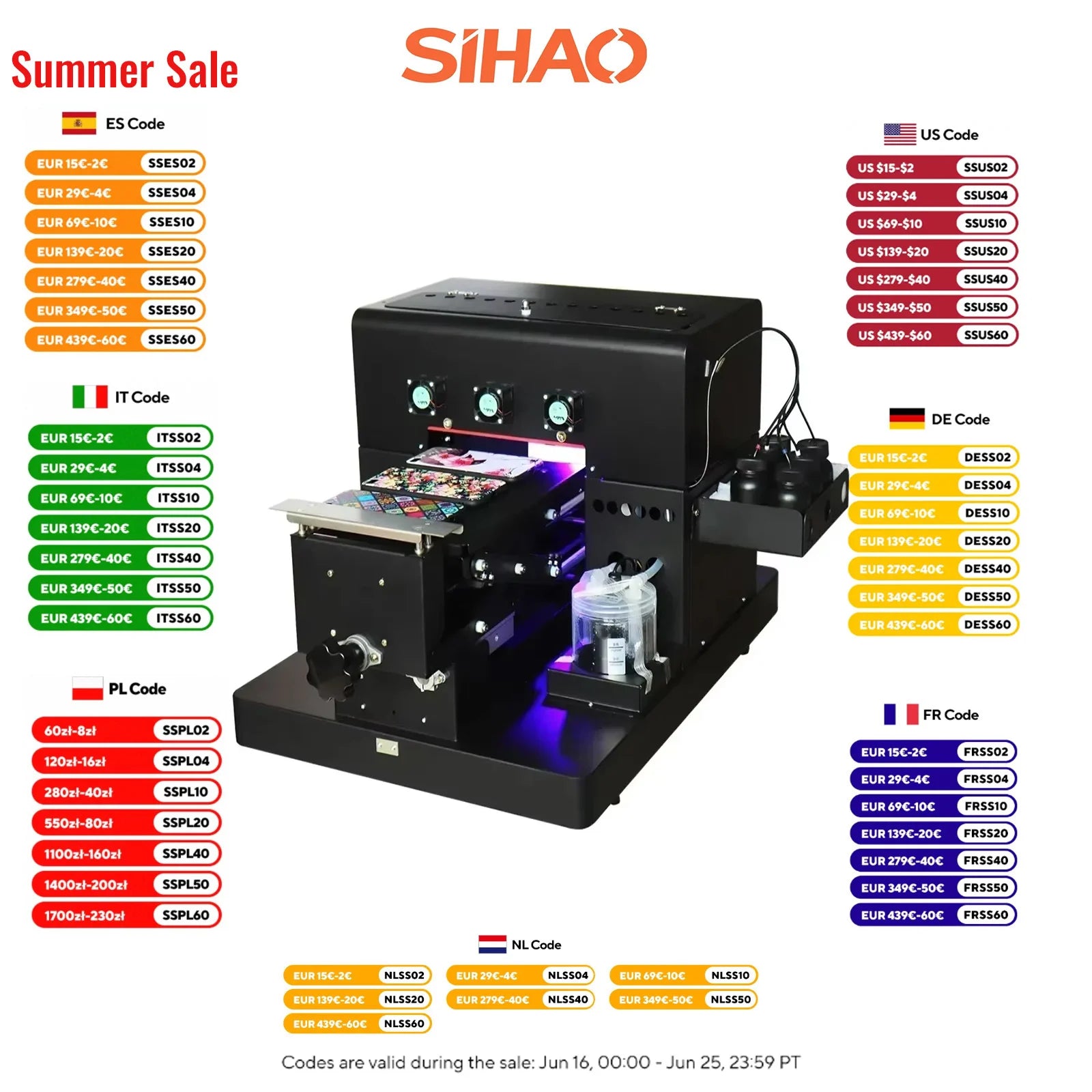 Sihao A4 UV-Drucker Flachbett - Druckfläche A4 Leistung 60W by Golden Bridge Store