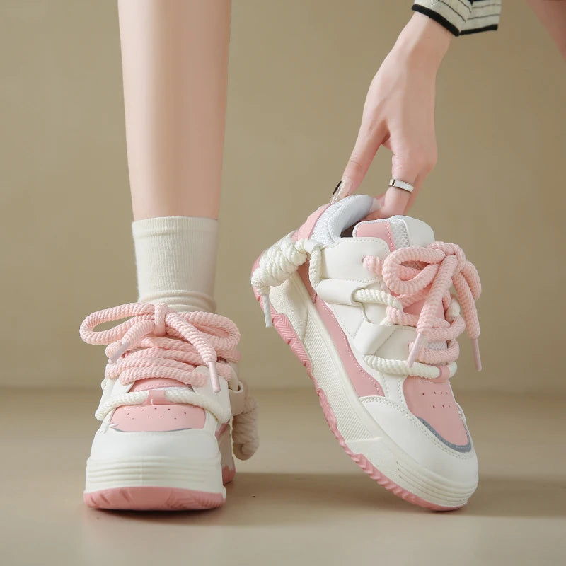 New Women Shoes Fashion Platform Sneakers Ladies Spring Flats Thick Soled Casual Running Shoes for Woman Size 35-42