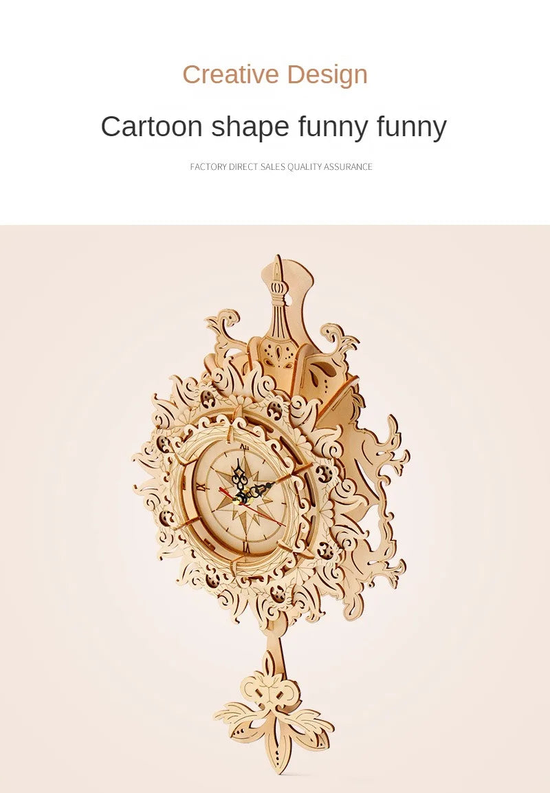 DIY Holz Wanduhr Modell Spielzeug Zusammenbau Retro Holz Bausteine Kits Für Teens Erwachsene 3D Puzzles Elektronisch Uhr Geschenk