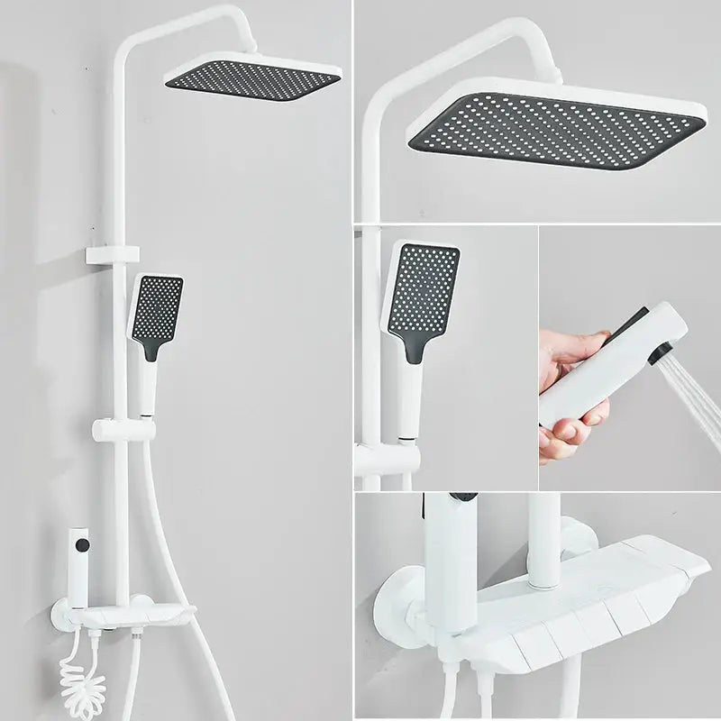 Smart Digital Display Duscharmatur Set Klavier Stil Regen Badezimmer System Grau Digital Mischbatterie Bidet Dusche by Golden Bridge Store