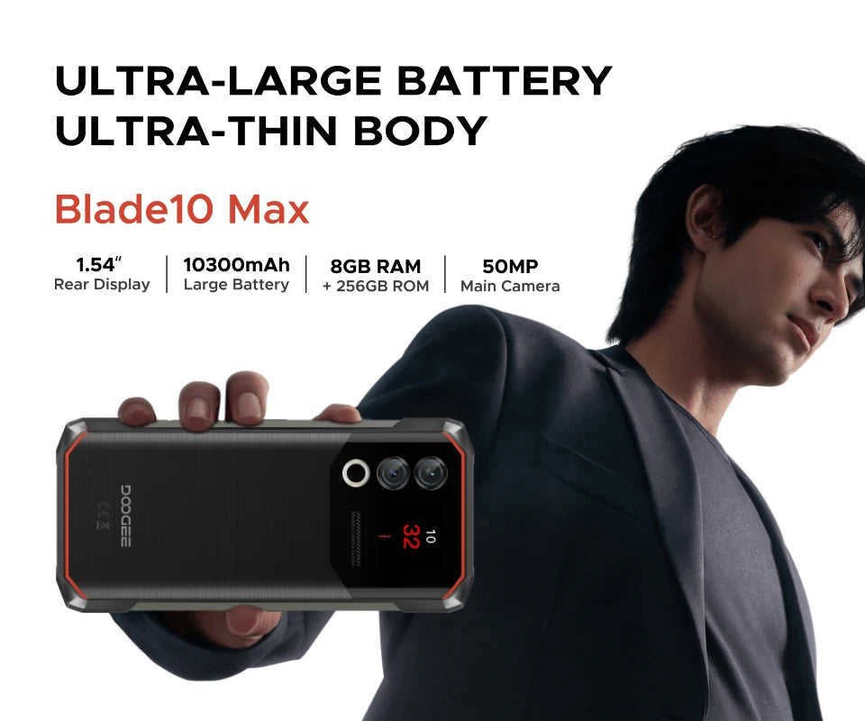 DOOGEE Blade10 Max Robustes - 10300 mAh 18W 6,56 Zoll Display
