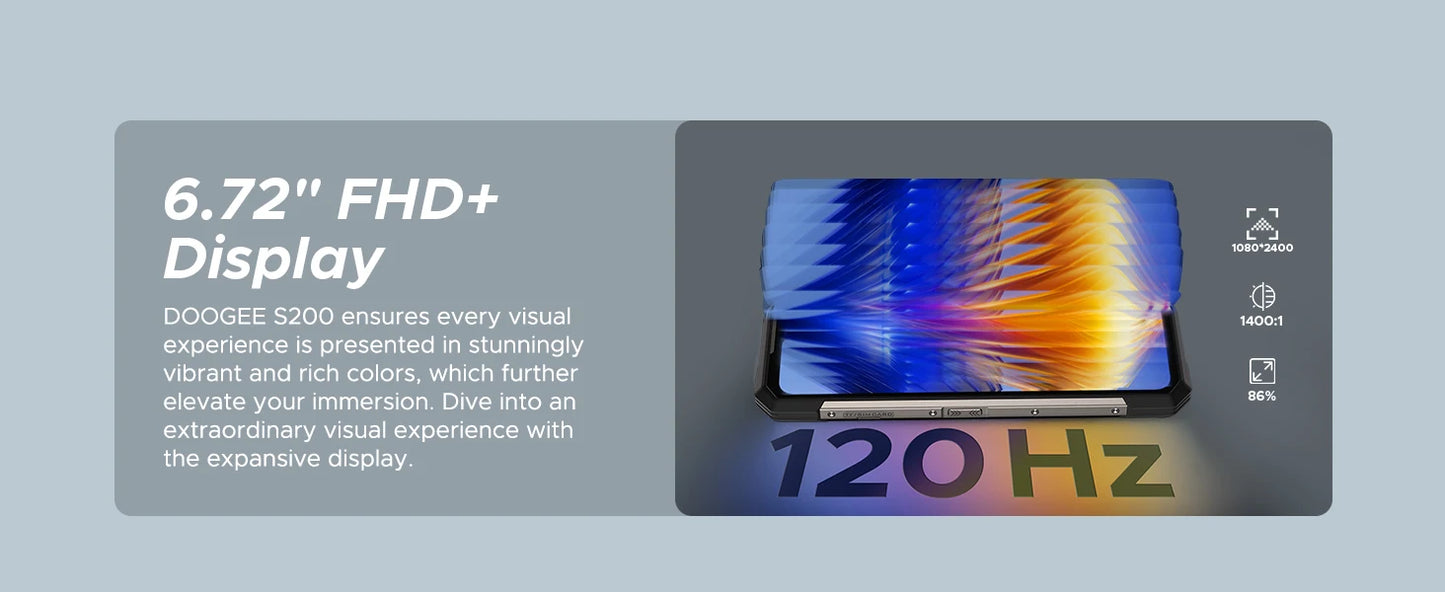 DOOGEE S200 Outdoor-Smartphone - 6,72 Zoll Display, 10100 mAh, 33W