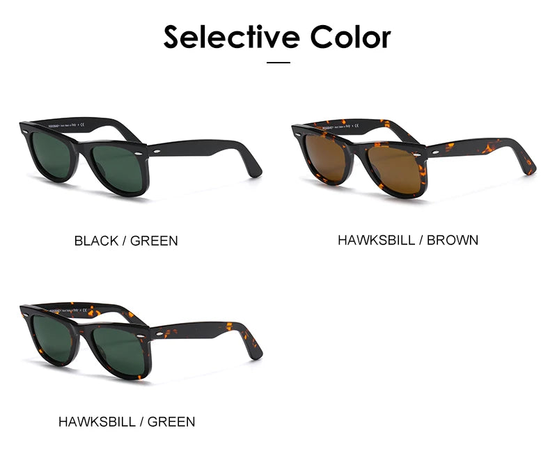 ROGBAE Trendige Sonnenbrille Herren Klassiker Glas Linse Acetat Sonnen Brille R2140 Luxus Marke Nieten Design Schutzbrille Damen Sonnenbrille