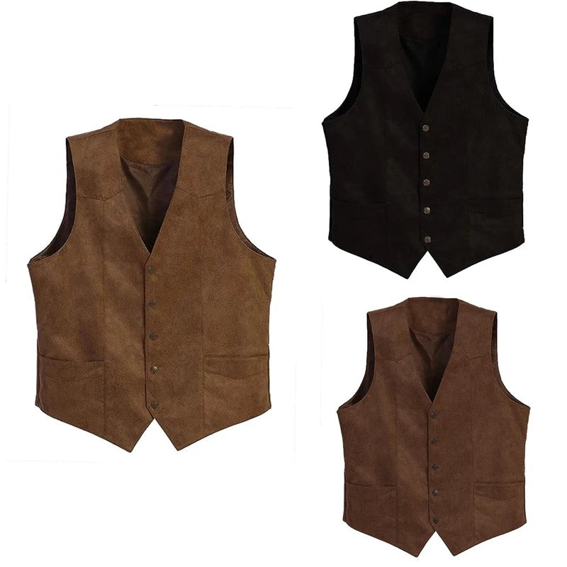 Herren Vintage Einreiher Weste - Baumwolle L Herbst