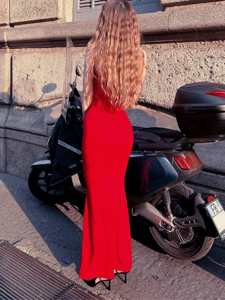 Dulzura Women 2025 Summer Party Club Evening Streetwear Bodycon Beach Basic Black Long Dress Wholesale Items For Business D22775