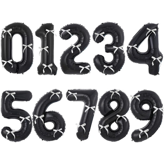 Choice 32 Zoll Folienballon Zahl - Schwarz 0-9 3 Schleifen
