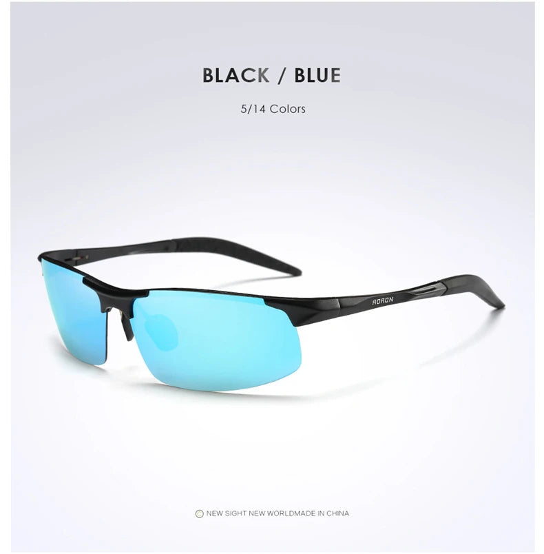 AORON Fahr-Polarisierte Sonnenbrille Herren Aluminium Magnesium Rahmen Sport Sonnenbrille Fahrer Retro Brille UV400 Anti-Blend