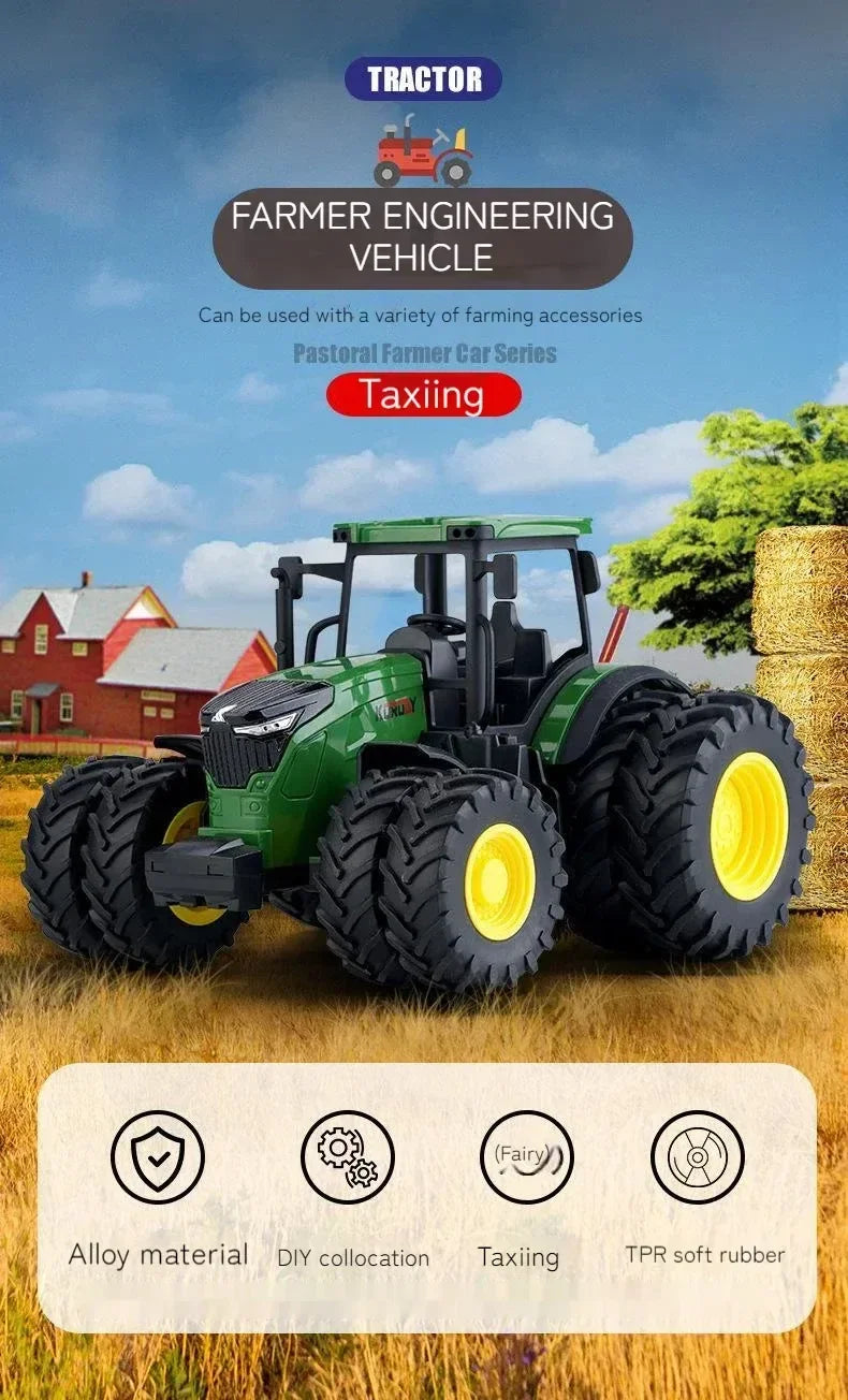 RC Auto 1:24 Legierung Ferngesteuert Traktor Spielzeug Mit Scheinwerfer Simulation Elektrisch Farm Truck Spielzeug Set Kind Outdoor Spielzeug Geschenke