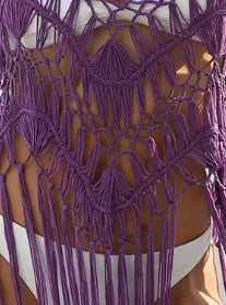 Strand Cover Ups: Hand Hook Hollow Out Spandex Polyester - Elegant Sonnenschutz Shirt Lange Quasten Beach Style Gestrickt