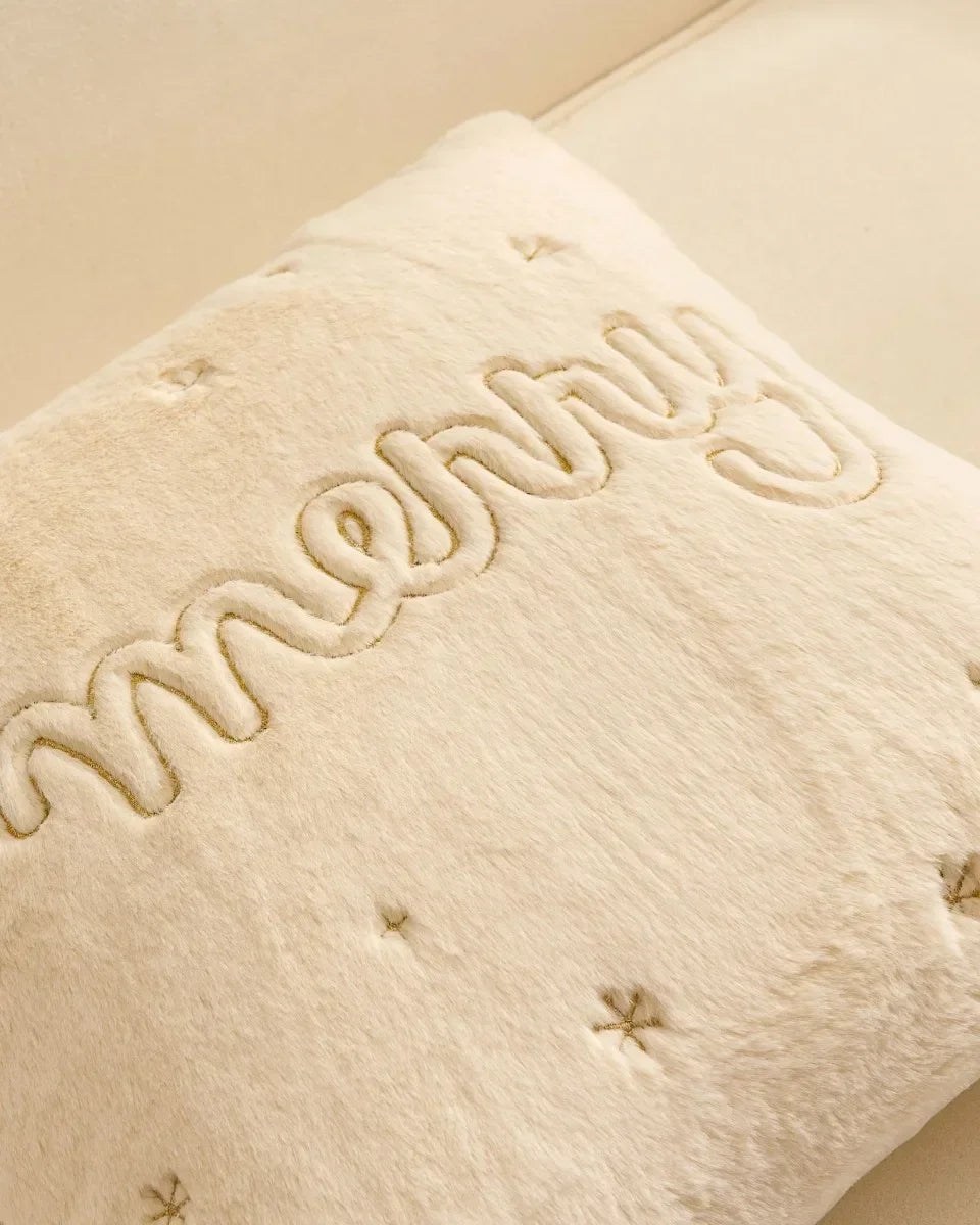 Simple Pillow Case Plush Christmas Embroidered Cushion Cover Soft Comfortable Festival Decorative New Year's Home Pillow Case