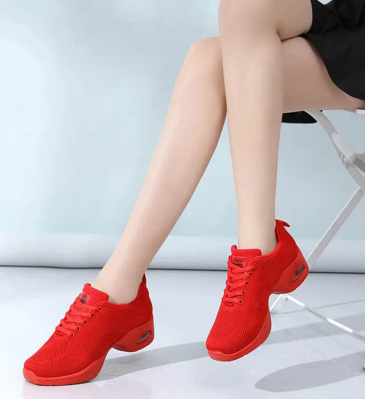 Sneakers Dance Shoes For Women Flying Woven Mesh Comfortable Modern Jazz Dancing Shoes Girls Ladies Outdoor Sports Shoes