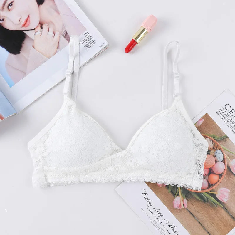 Floral Lace Bra Non-Wire Push Up Bras For Women Padded Brassiere Female Underwear elegant Lingerie V-neck Bralette Intimates