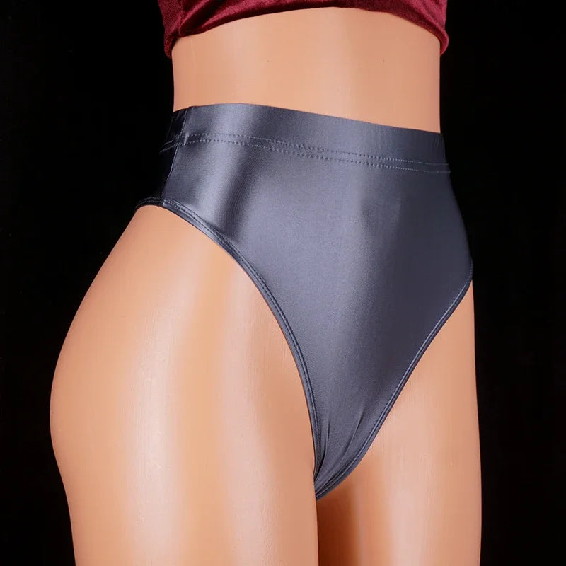 YAULAANG Damen String 2025 - Japan Style High-Waist Satin String glänzend