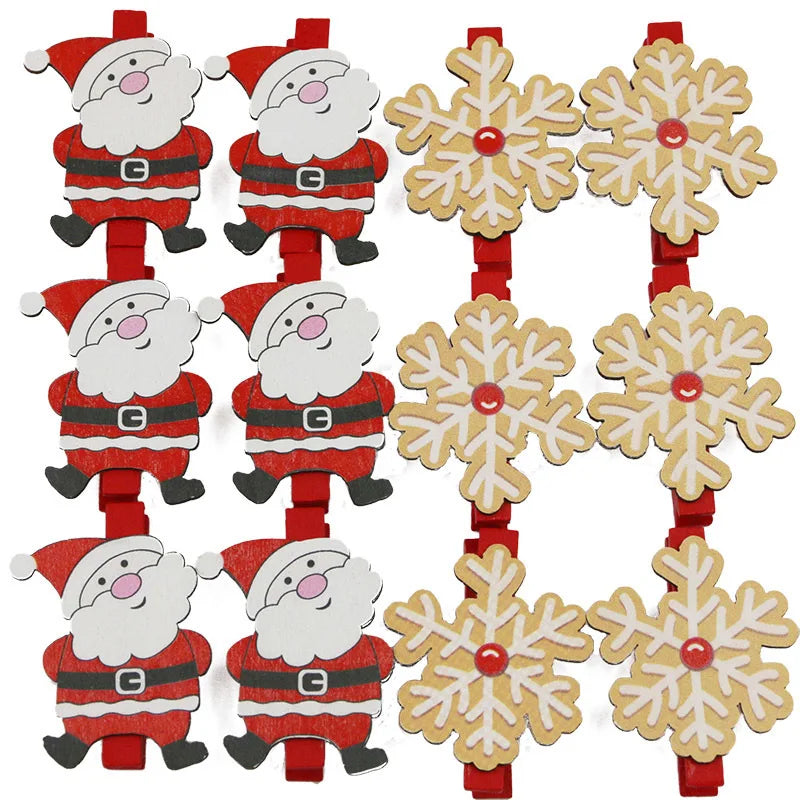 Homearound IA91-6pcs Weihnachts Holzclip - Größe 4,5 cm, Holz, 6 Stück