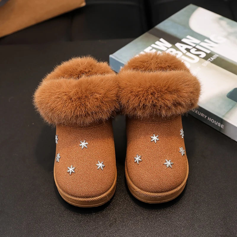 Kinder Winter Schneestiefel für Mädchen Neue klassische Kindermode Baumwollstiefel Outdoor Bequeme Kleinkinder Pelzige Plüsch Stiefeletten