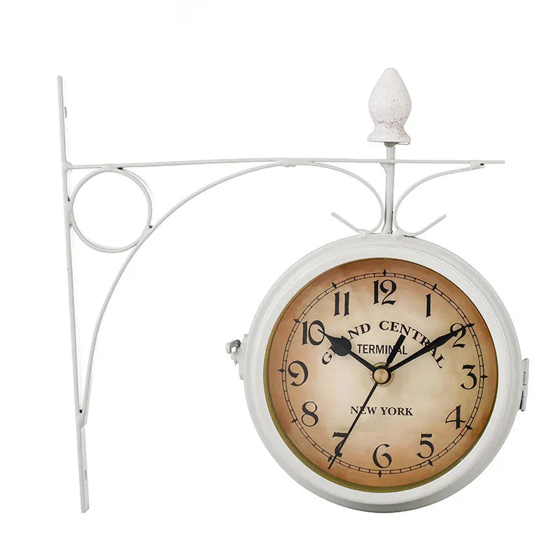 Double-Sided Vintage Wall Clock Creative Double-Sided Home Clock for Enjoying European Retro Style