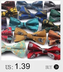 Solid Colors Polyester Adjustable Men's Accessory Set Elegant Pre-Tied Bow Tie Matching Pocket Square & Cufflinks for Wedding