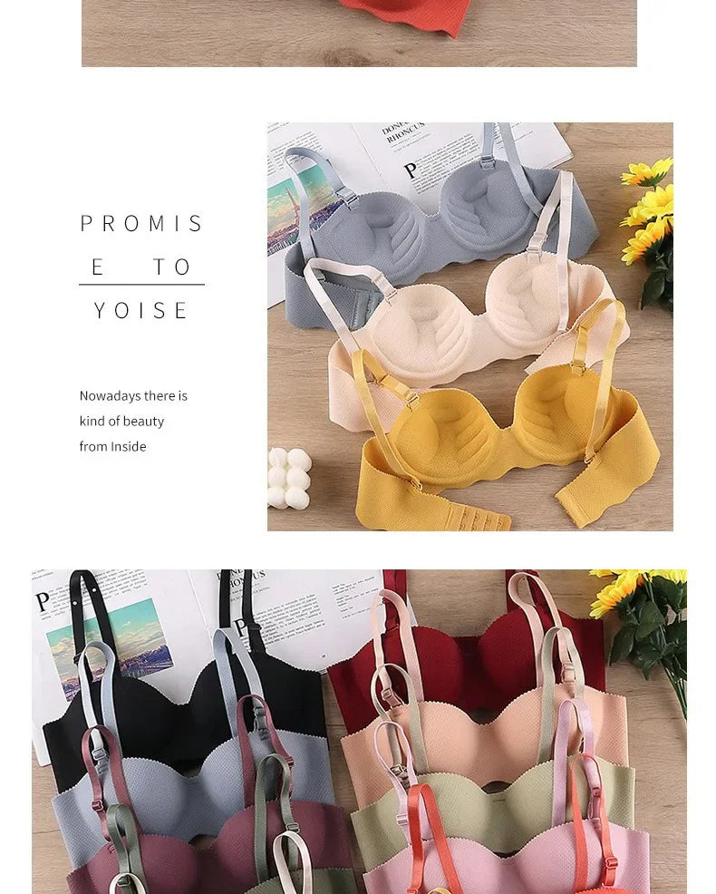 UXST Damen BH 2025 - Push-Up nahtloser BH bügellos einfarbig mit verstellbaren Trägern