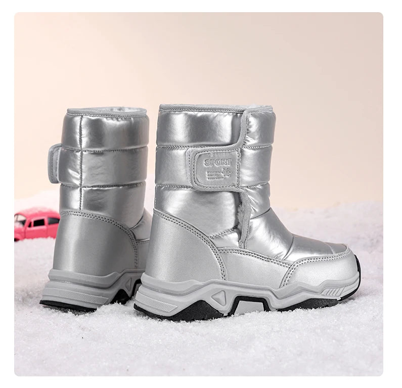 Neue Kinder Schnee Stiefel Winter High-top Warme Baumwolle Schuhe für Kinder Jungen Mädchen Warme Plüsch Futter Stiefeletten anti-skid Wasserdicht