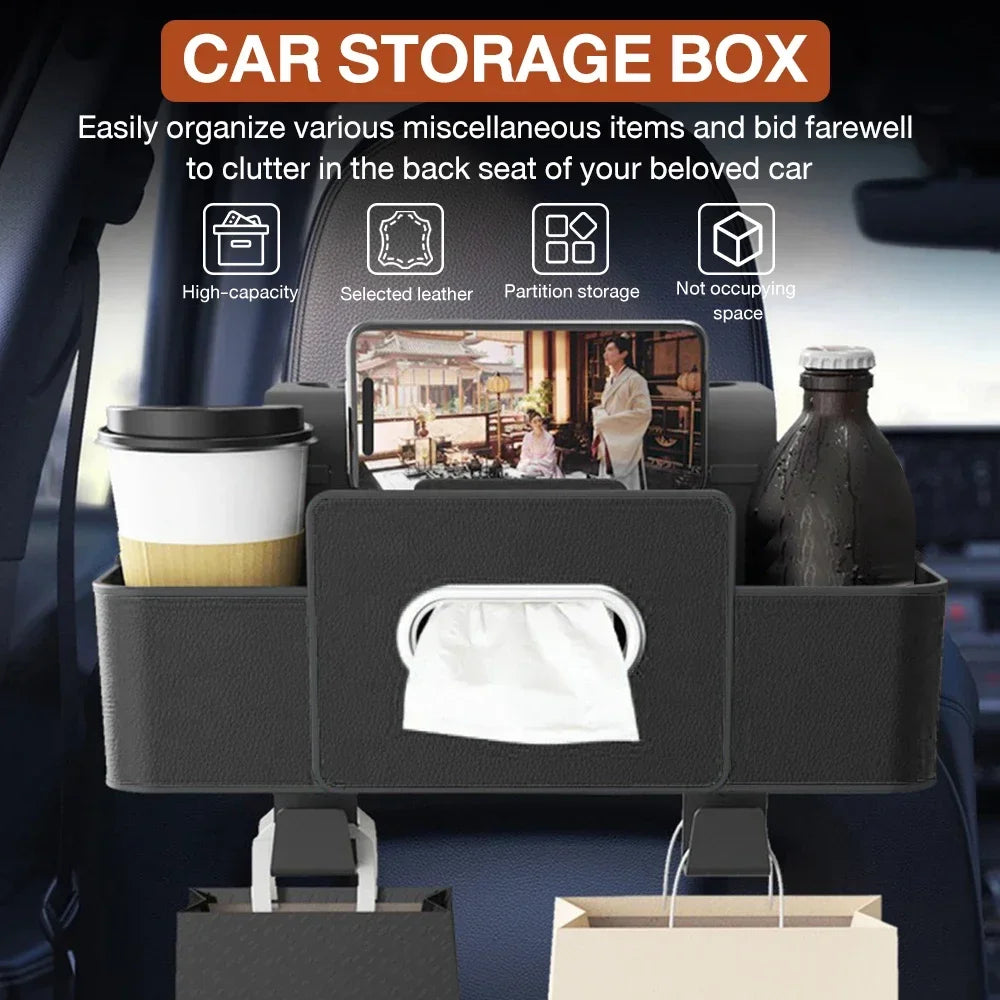 Multifunktion Auto Rücksitz Organizer Leder Innenraum Aufbewahrungstasche Auto Hängebox Für Verstauen Ordentlich Mit Handy Tissue Becherhalter