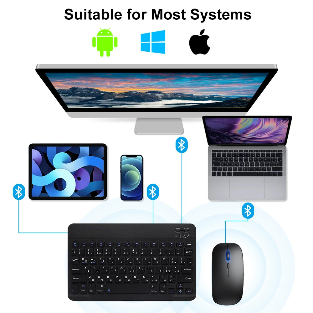 Bluetooth Wireless Tastatur und Maus für iOS Android Windows Tablet - Deutsche Version