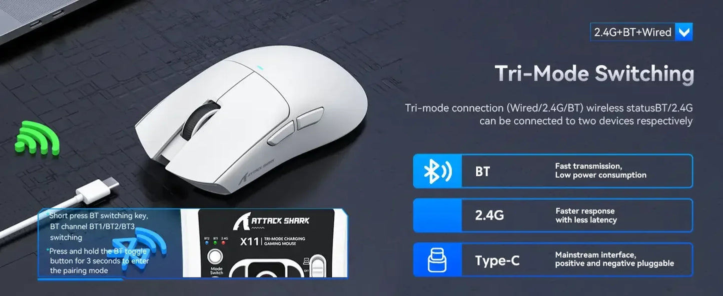 Gaming-Maus 2025: ATTACK-SHARK X11 Wireless - PixArt PAW3311 Collection