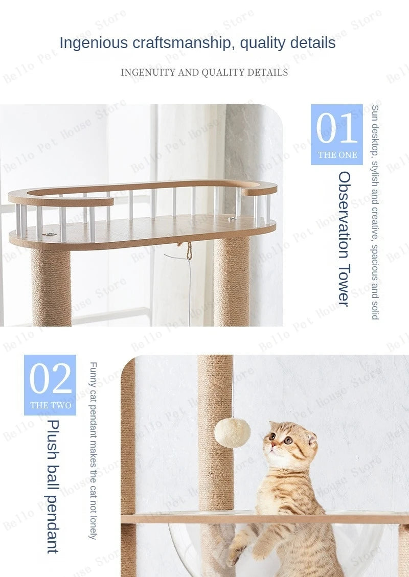 Seven-story Luxury Cat Villa Multi-Story Cat Tree House Scratch-resistant and Wear-resistant Sisal Grabbing Posts cat tree