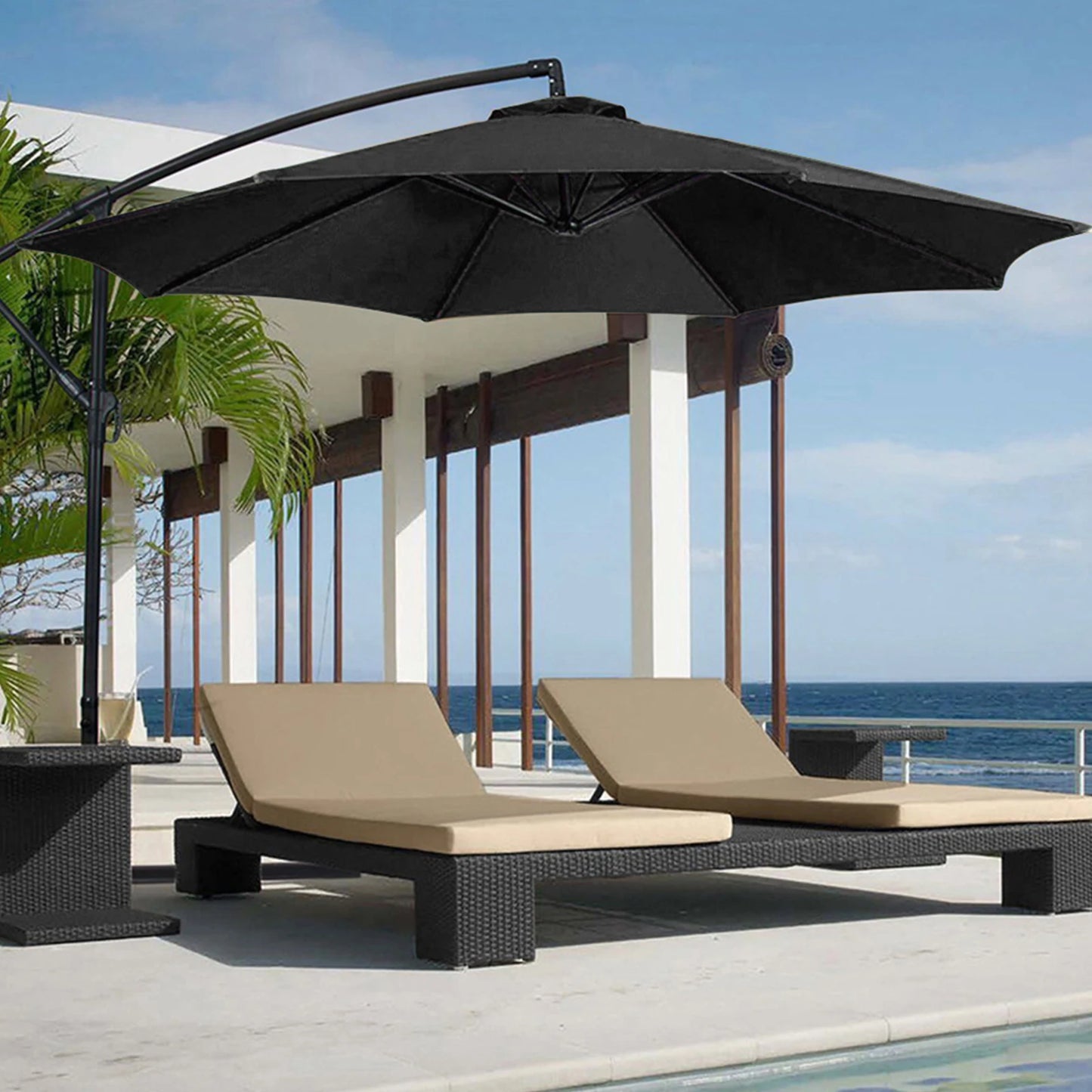 Waterproof Sun Shade Canopy Cover for 6 or 8 Bones Parasol Replacement Fabric Garden Shelter