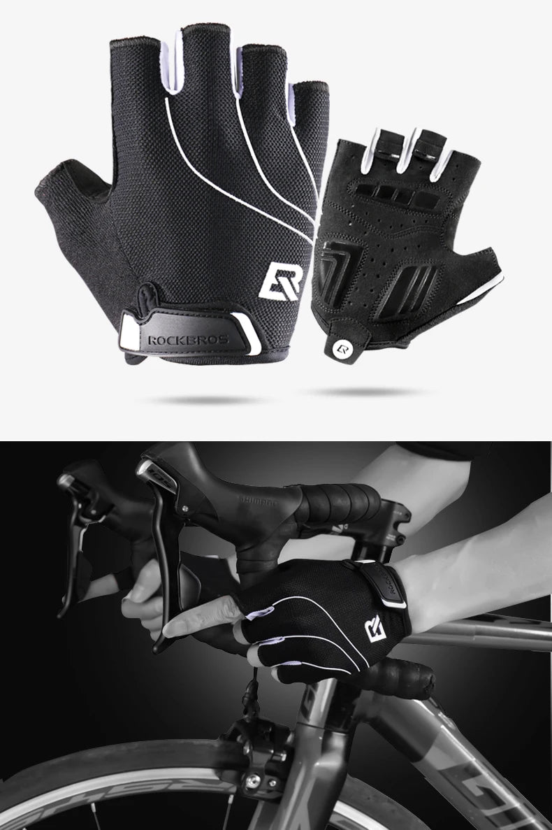 ROCKBROS Radfahren Fahrrad Handschuhe Halb Finger Stoßdämpfend Atmungsaktiv MTB Berg Fahrrad Sport Handschuhe Männer Frauen Radfahren Ausrüstung