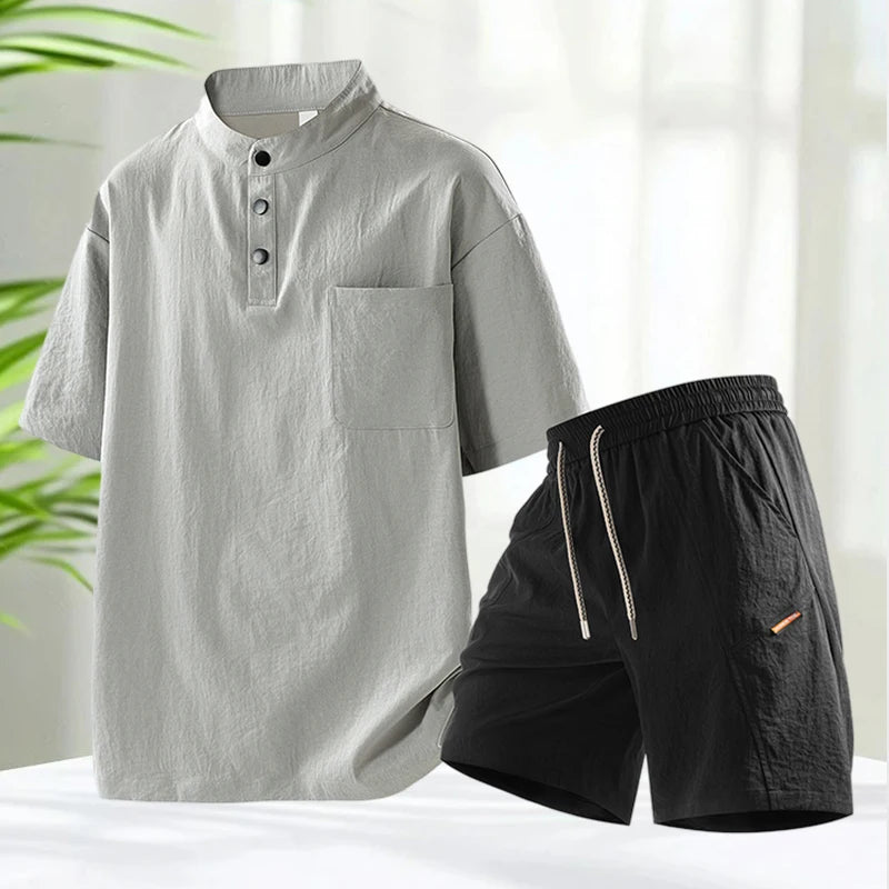 TIKALIACN Zweiteiler Sommer Kurzarm - Polyester M L