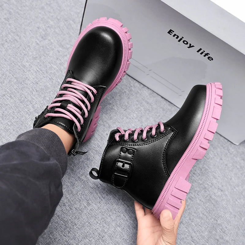 Herbst Mädchen Schnee Stiefel Mode Weiche Pu Leder Retro Britischen Stil Kinder Casual Schuhe Luxus Im Freien Nicht-slip Kinder stiefel