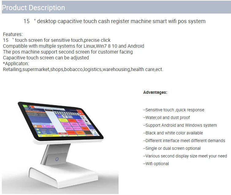 PremiumPOS Pro Touch Kassensystem - 64GB SSD 12V 15 Zoll