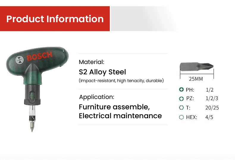 Bosch Electric Drills Bits Kit Screwdriver Ski Tool Holder Installation Snowboard Adjustment T-shaped Ratchet with PH3