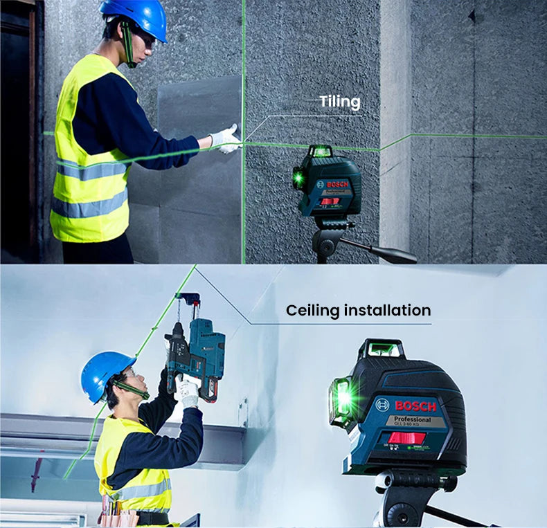 Bosch GLL 3-60 XG Laser Level 12 Lines Green 3D Level Self-Leveling 360 Horizontal & Vertical Cross 30m Powerful Measuring Tool