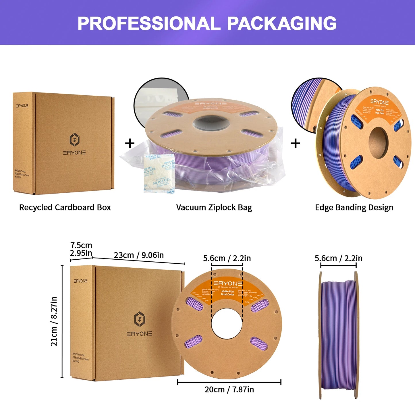 ERYONE Matte Dual Color PLA - 1,75 mm 1 kg Toleranz 0,03 mm