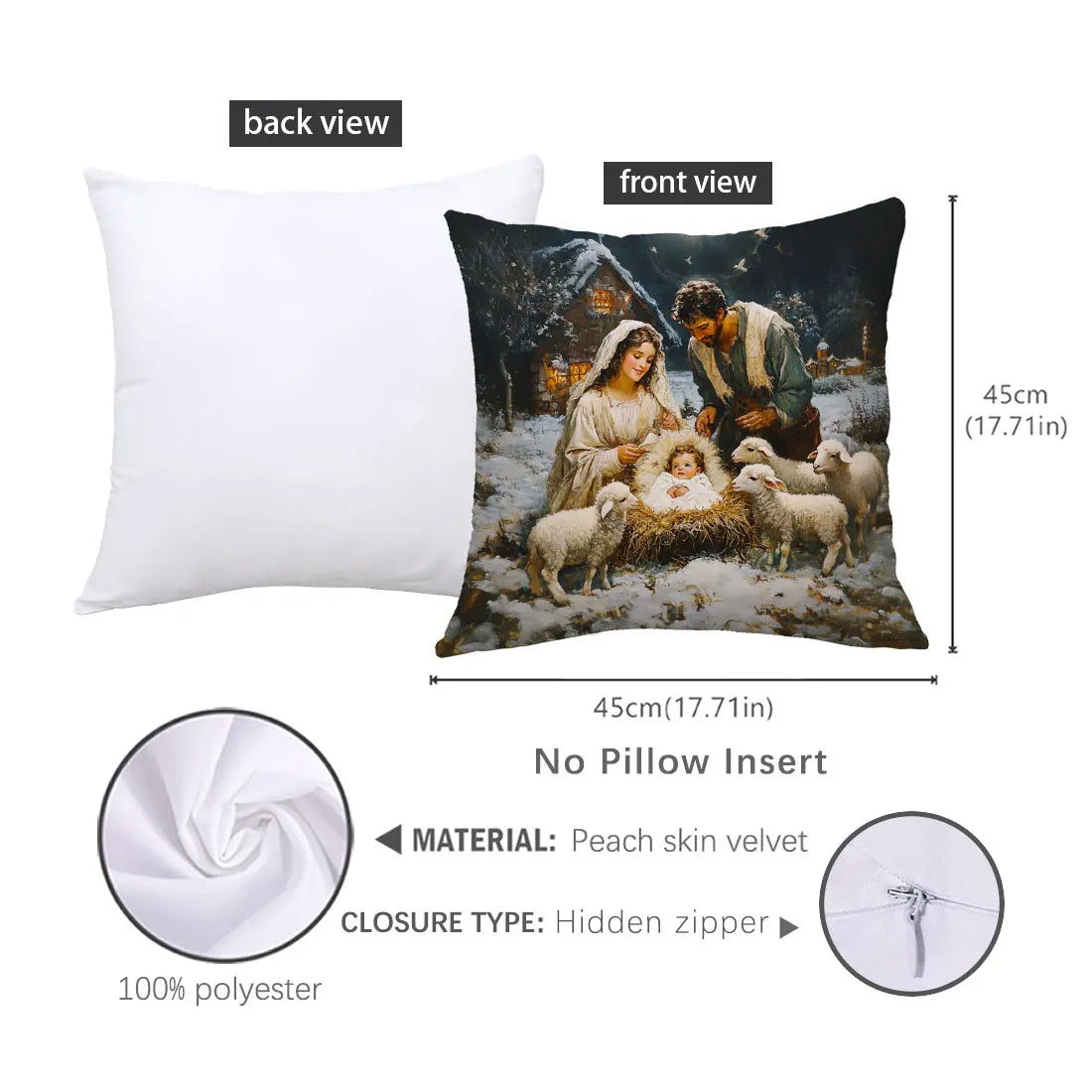 4/1PCS Christmas Throw Pillow Cover with Jesus Birth Design,45x45cm Soft Comfortable,forLiving Room SofasBedroom Christmas Decor